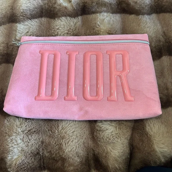 Christian DIOR Pink Cosmetic Bag with Embossed Logo and star charm - Picture 4 of 5